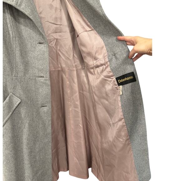 Debenhams Vintage 1970's Wool Lady Coat Sz 6 Button Front Long Jacket Gray EUC! - Picture 8 of 8